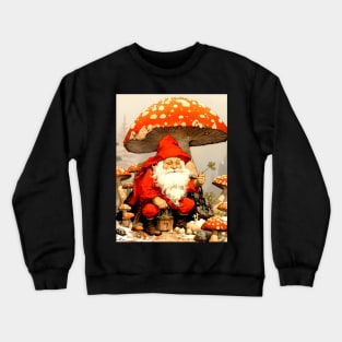 Santa: Santa is a Mushroom (Amanita Muscaria Mushroom) on a Dark Background Crewneck Sweatshirt